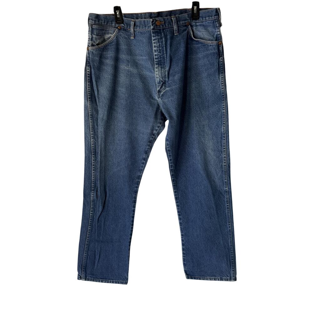 Wrangler 13MWZ Jeans Mens 42x30 Blue Denim Cowboy Cut Straight Leg Western USA‎
